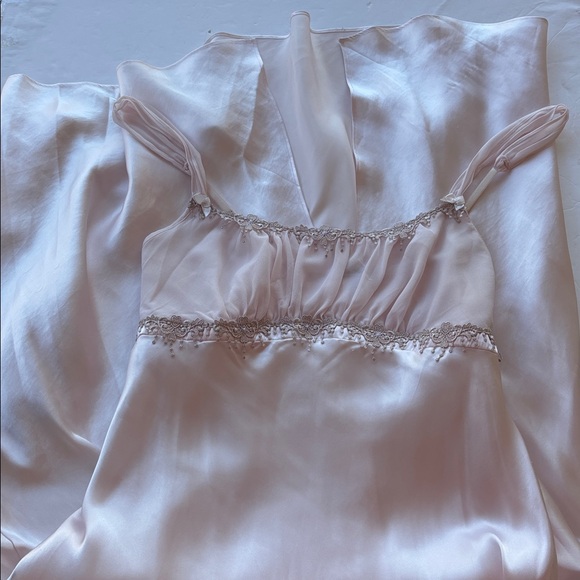 Vintage Y2K Princess Slip Dress Long Maxi Gown Blush Pink Renaissance Girly 90 L - Picture 6 of 17